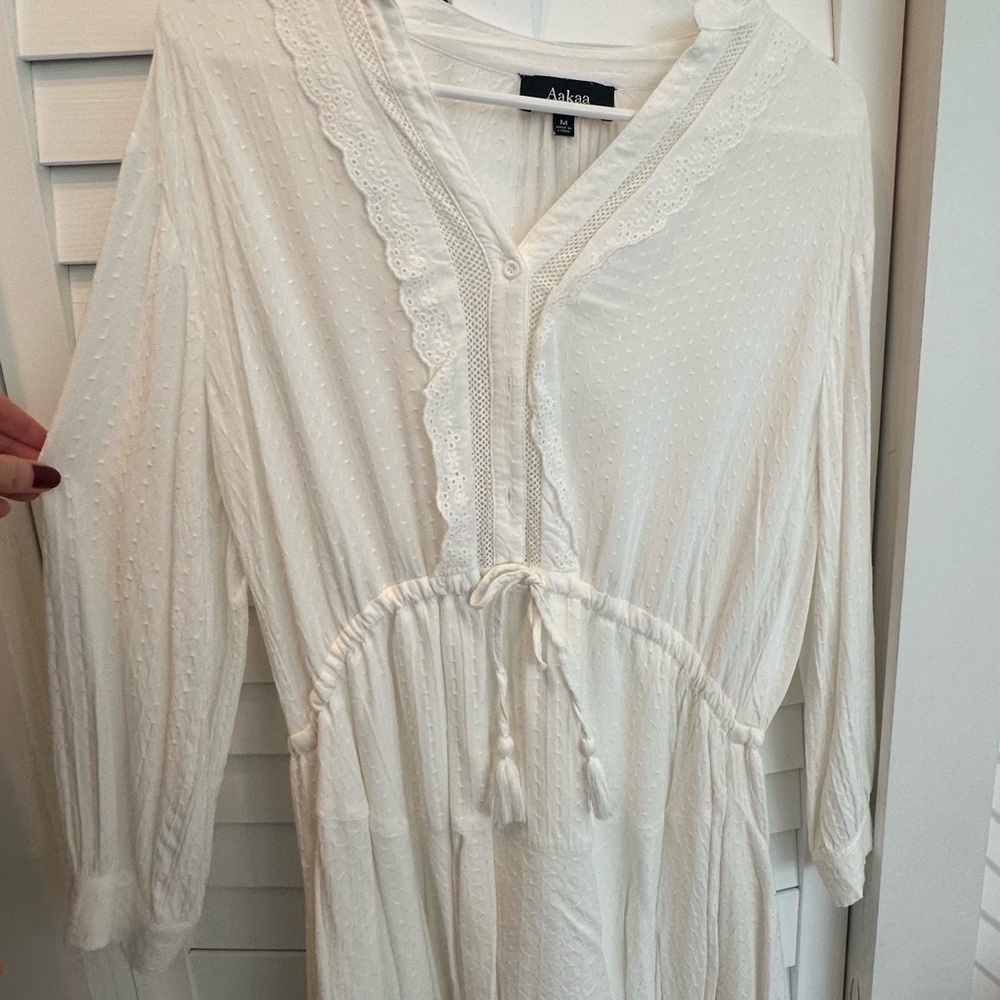 White Lace Trim Dress
